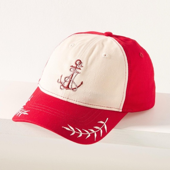 NWT Anthropologie Coney Island Picnic Nautical Monogram Baseball Cap Letter A - Picture 1 of 5